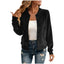 Elegant Round-neck Zip-up Deerskin-fleece Bomber Jacket