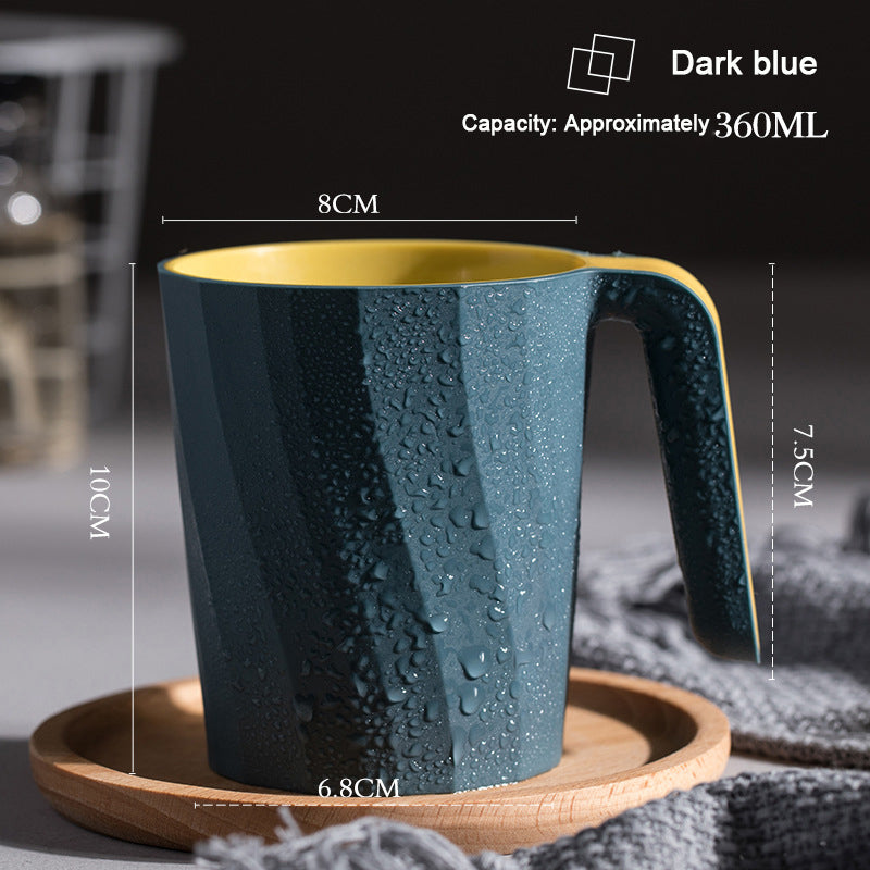 Creative Simple Mouthwash Cup INS Striped Non-Slip Water Cup Double-Layer Plastic Handle Thread Couple Mouthwash Toothbrush Cup - Korvel