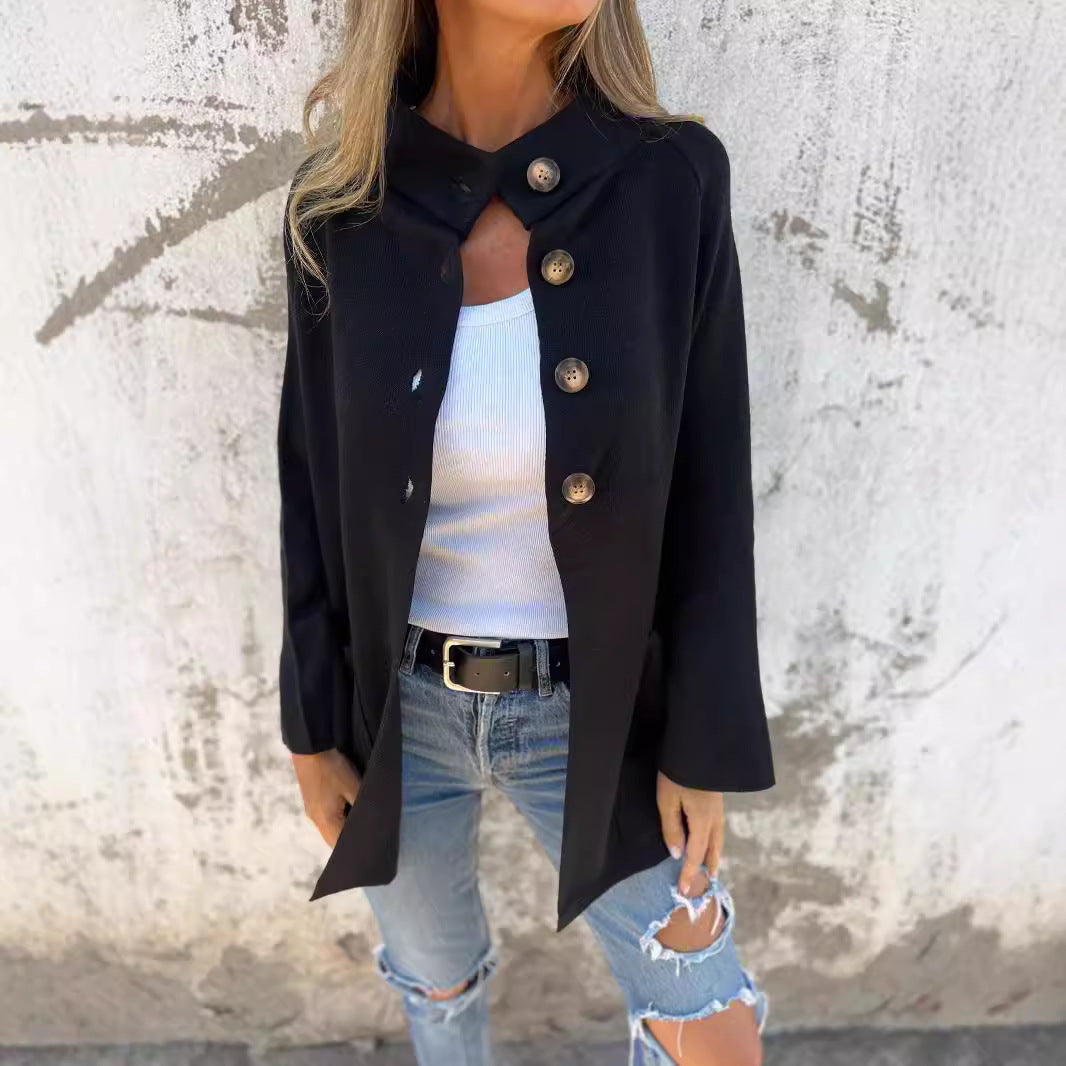 Elegant Single Breasted Knitted Wrap Coat for Women