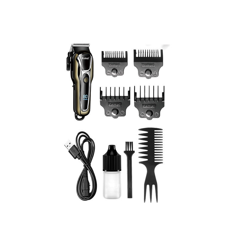 KM-1990PG Hair Clipper Electric Shaving Head High Power LCD Digital Display Electric Pushing Hair Salon Special - Korvel