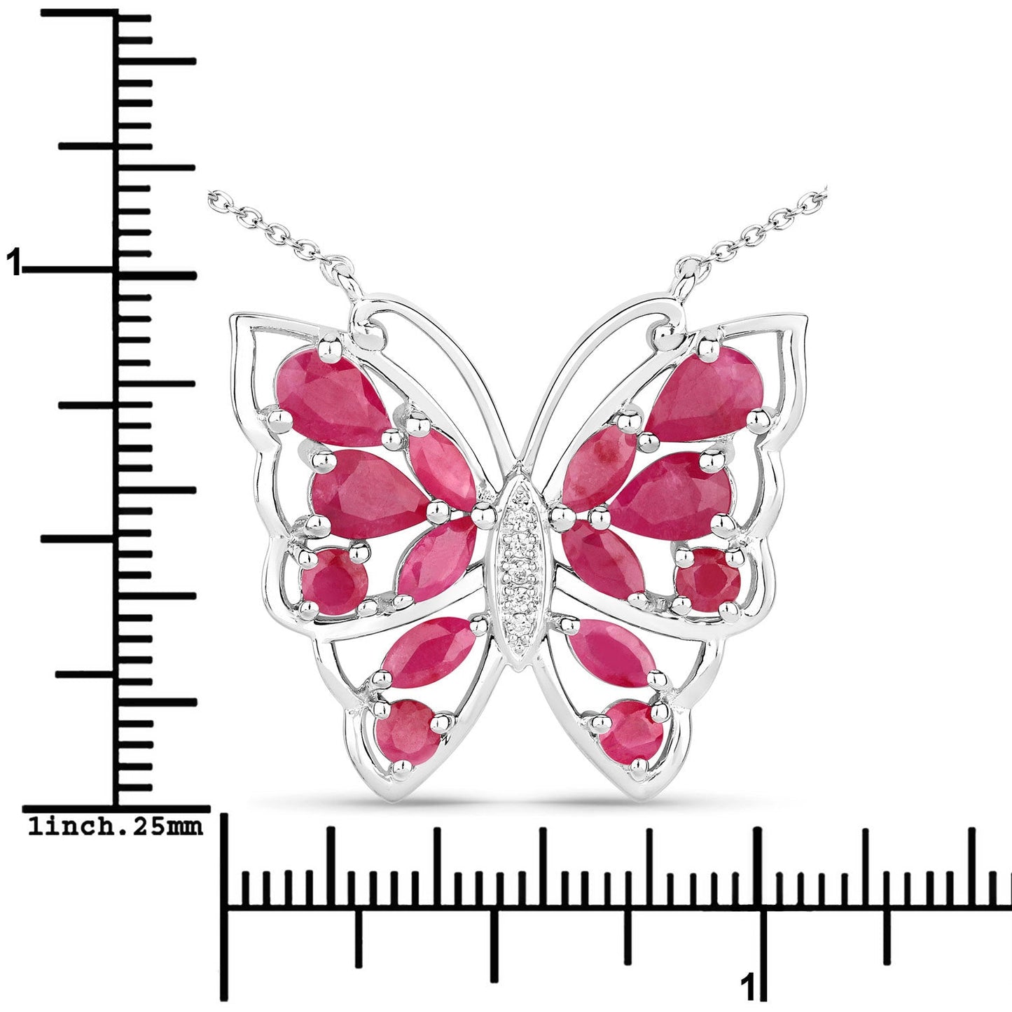 Collier en rubis véritable de 2,88 carats et zircon blanc en argent sterling