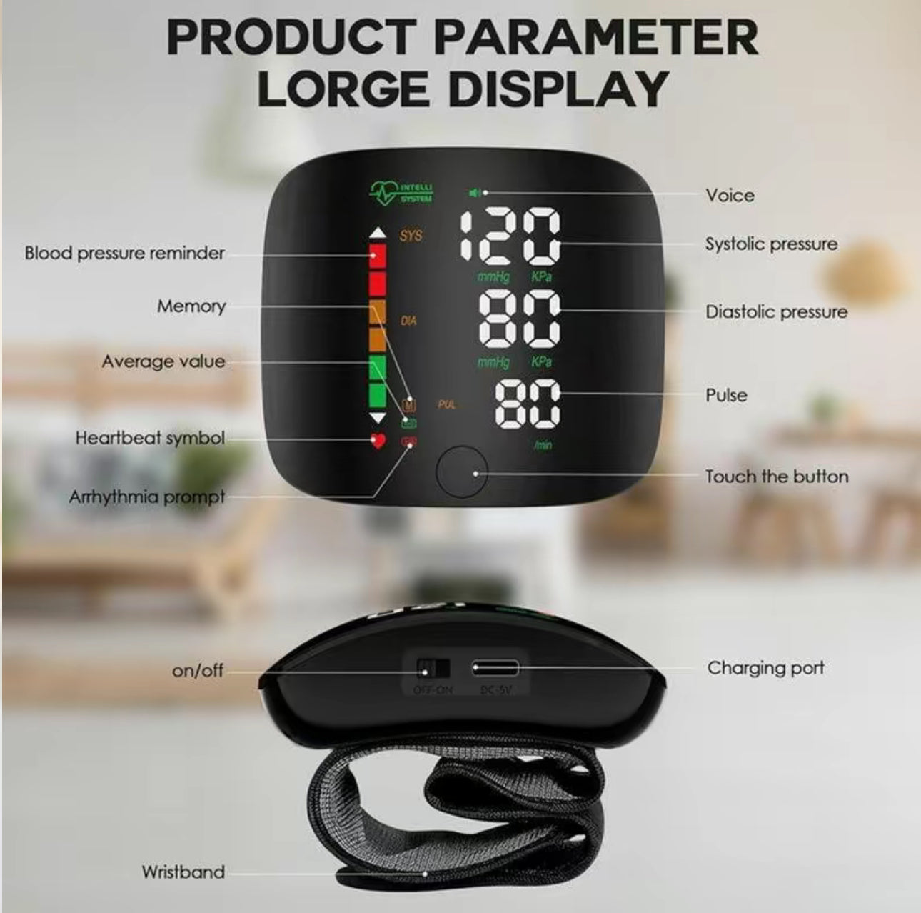 Moniteur de Poignet PulseTrack - Surveillance de la Pression Artérielle Premium