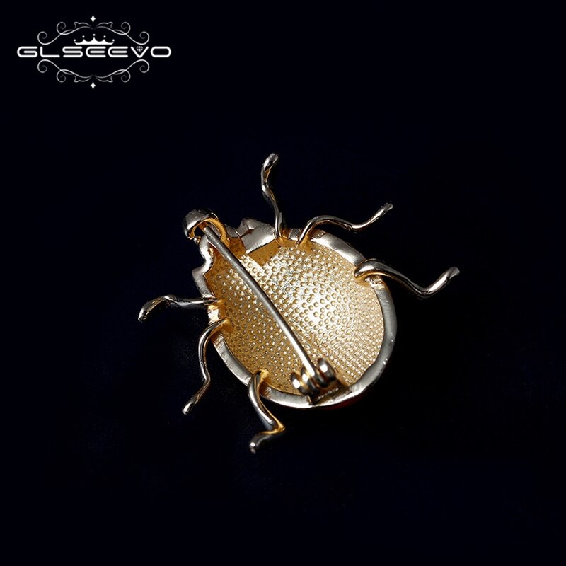 Broche de mariquita de plata esterlina 925 GLSEEVO para mujeres
