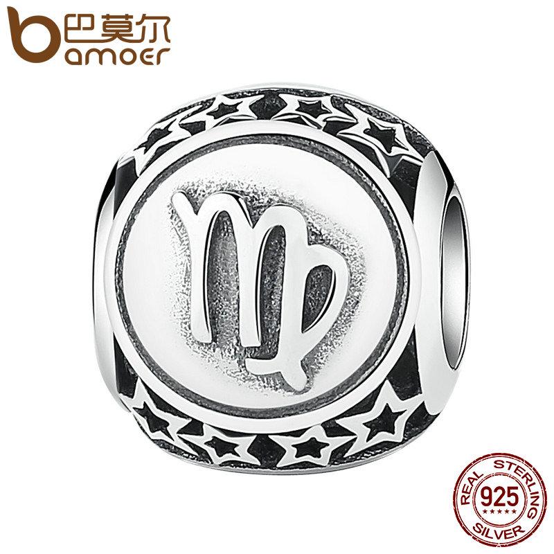 BAMOER 925 Sterling Silver Aquarius Star Sign Zodiac Beads Charms fit Bracelets PSC048 - Korvel