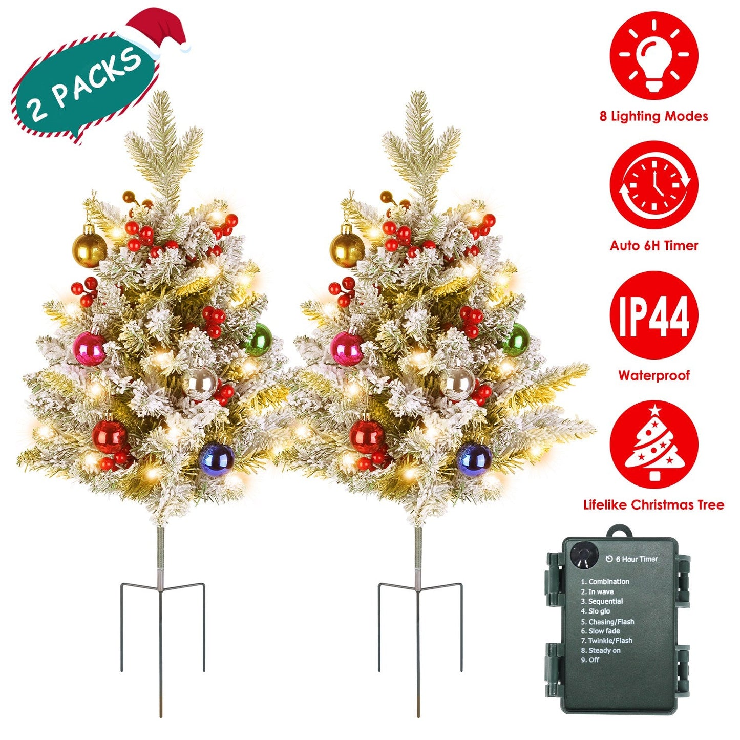Relleno de Urna de Árbol de Navidad Iluminado con Berries y Luces LED