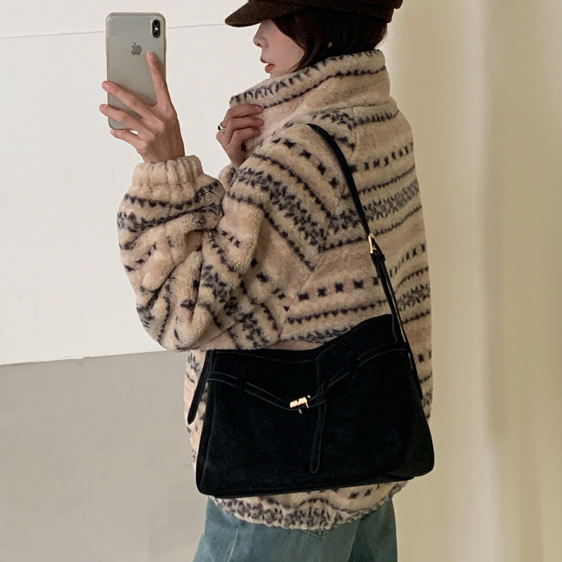 Bolso Tote Retro con Hebilla - Bolsa de Hombro de Gran Capacidad