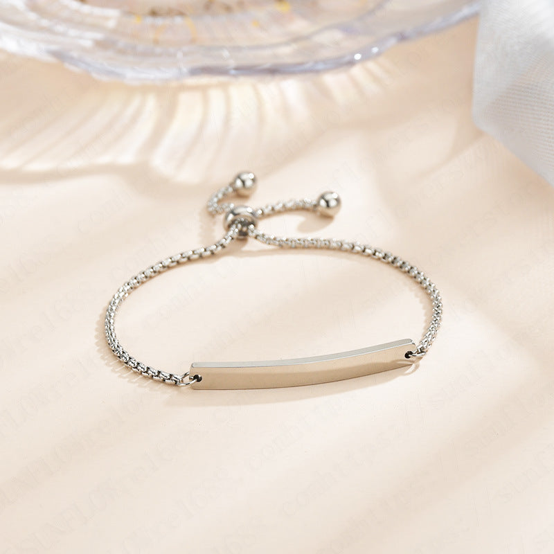 Stainless steel personalized engraved three color curved bracelet simple and personalized women's bracelet - Korvel
