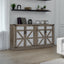 65-Inch Slate Gray Faux Rattan Sideboard with Barn Doors