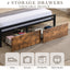 Full size bedstead with storage headboard and 2 drawers, LED light bed with charging station, metal Flat noodles support - Korvel