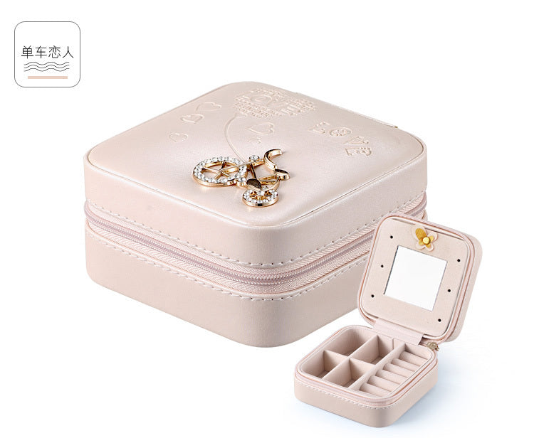 Elegant PU Leather Jewelry Organizer with Mirror