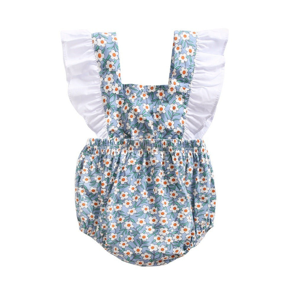 Baby jumpsuit with floral and contrasting colors, baby jumpsuit, baby clothing - Korvel