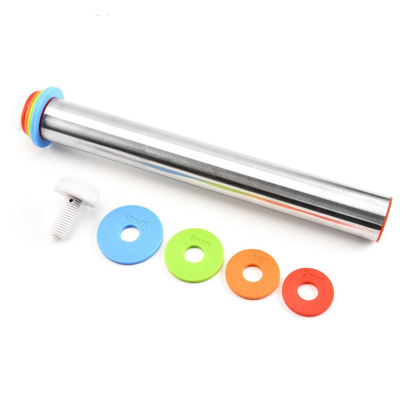 17 inch stainless steel adjustable thickness rolling pin scale rolling pin leather material kneading tool - Korvel