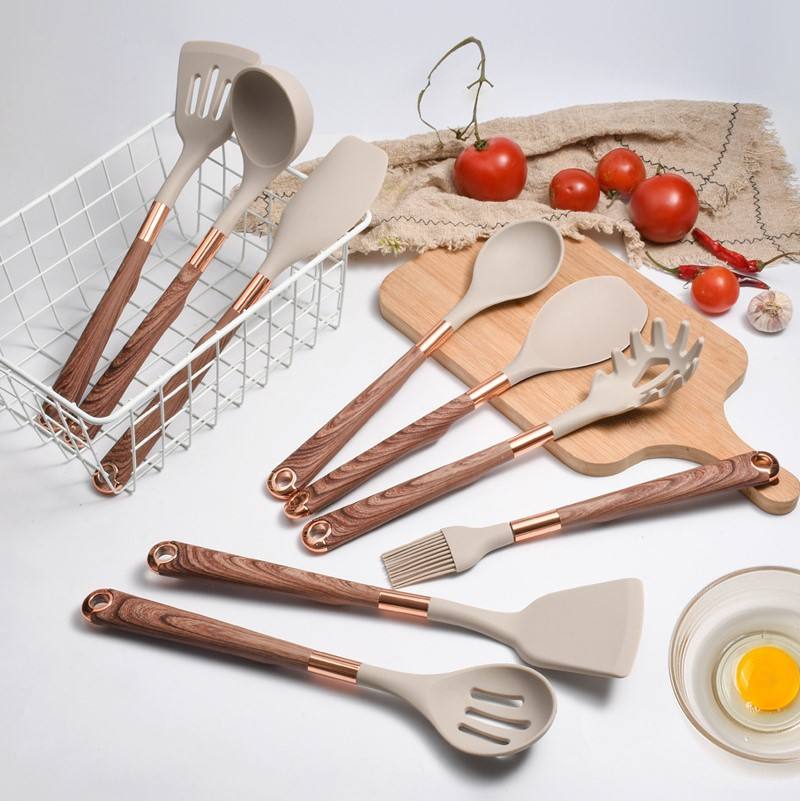 10 Pieces Kitchen Tools Set Wooden Handle Cooking Kitchen Utensil Set Silicone Utensils - Korvel