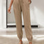 Tied Elastic Waist Pants with Pockets