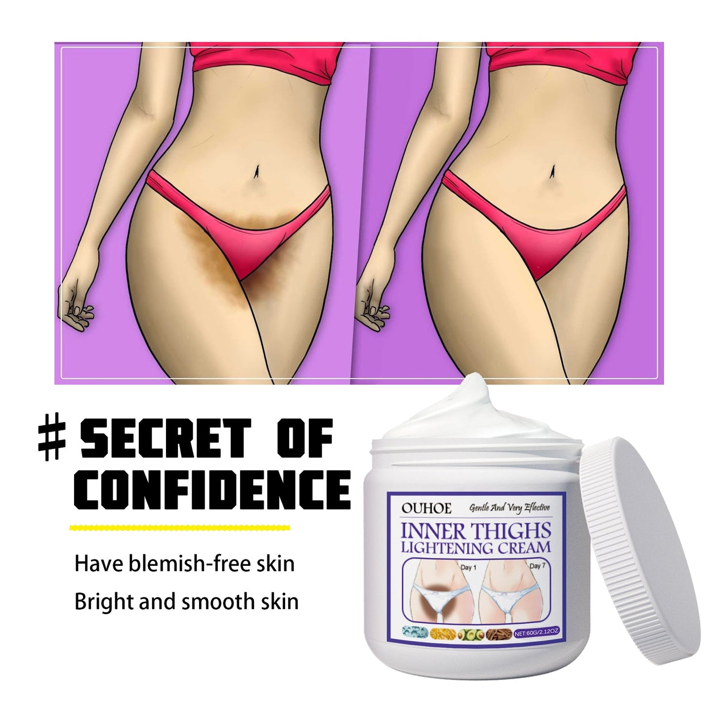Thigh Beauty Cream, Brightening Inner Thighs, Hydrating And Moisturizing Skin, Cleansing And Caring Leg Beauty Cream - Korvel