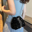 Sequin Chain Drawstring Bucket Bag - Korvel