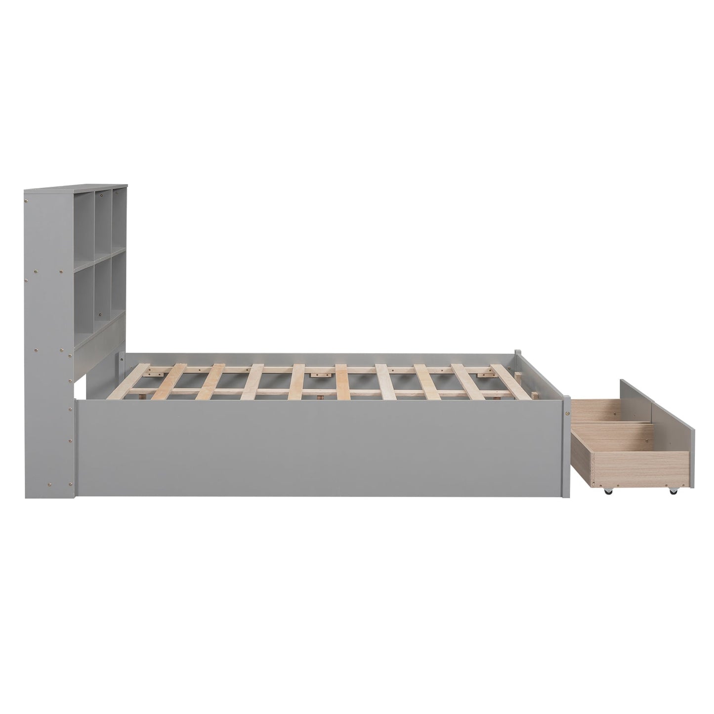 Lit plateforme de taille complète avec tête de lit de rangement et station de chargement