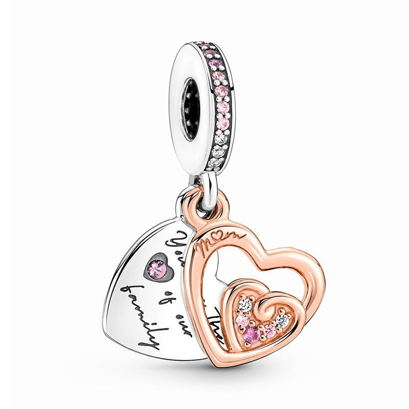 S925 sterling silver eternal confession double surround heart small motorcycle DIY accessories - Korvel