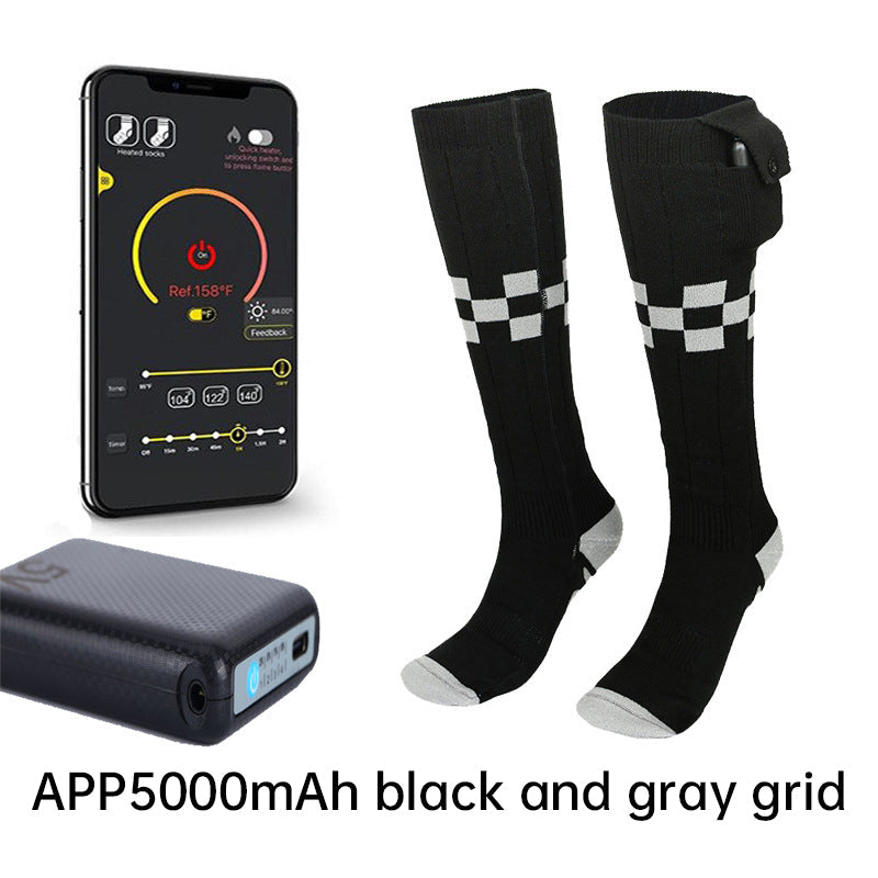 Heated Socks APP Remote Control 6000/5000mAh Rechargeable Battery Winter Thermal Electric Heating Thick Stockings 3 Gears - Korvel