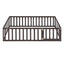 Twin Size Wood Floor Bed Frame with Fence and Door Walnut(OLD SKU :WF289661AAL) - Korvel