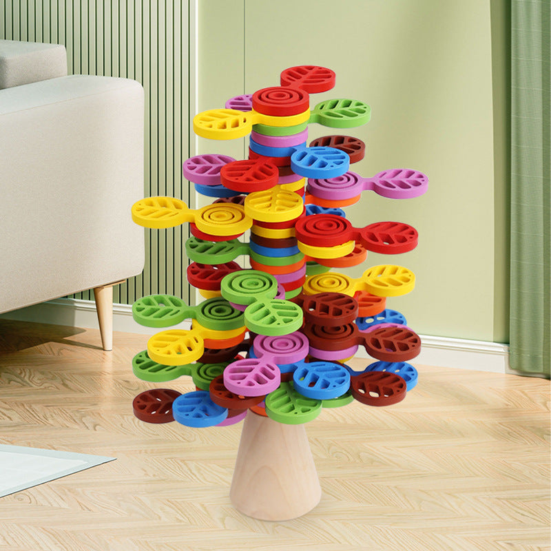 Stacking Tree Balance Building Blocks for Children's Puzzle, Stacking High, Stacking Music, Balance Tree Building, Wooden Toys, Parent Child Game - Korvel