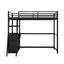 Twin Size Metal&Wood Loft Bed with Desk and Shelves, Two Built-in Drawers, Black - Korvel