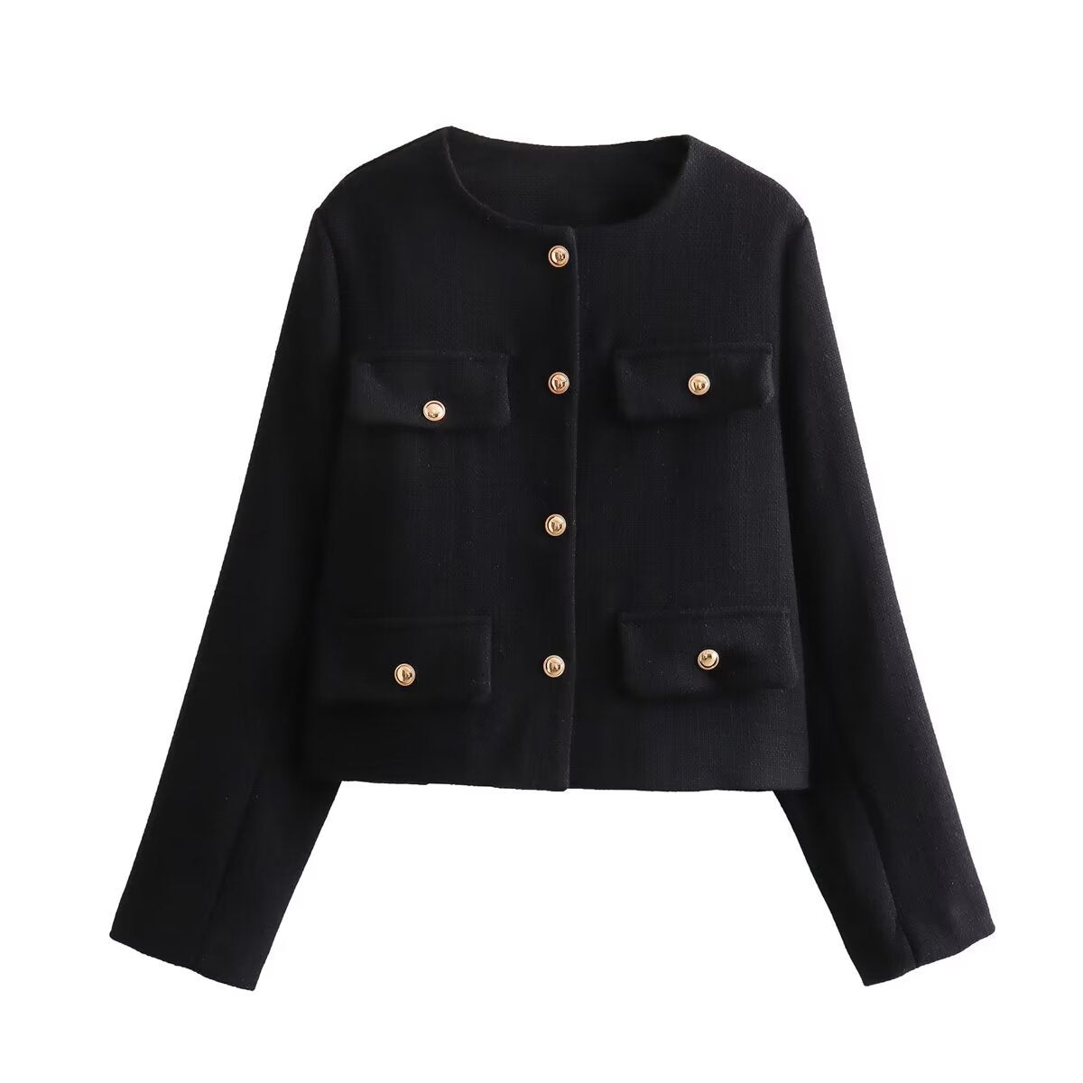 Veste Croppée Chic Décorée de Poches