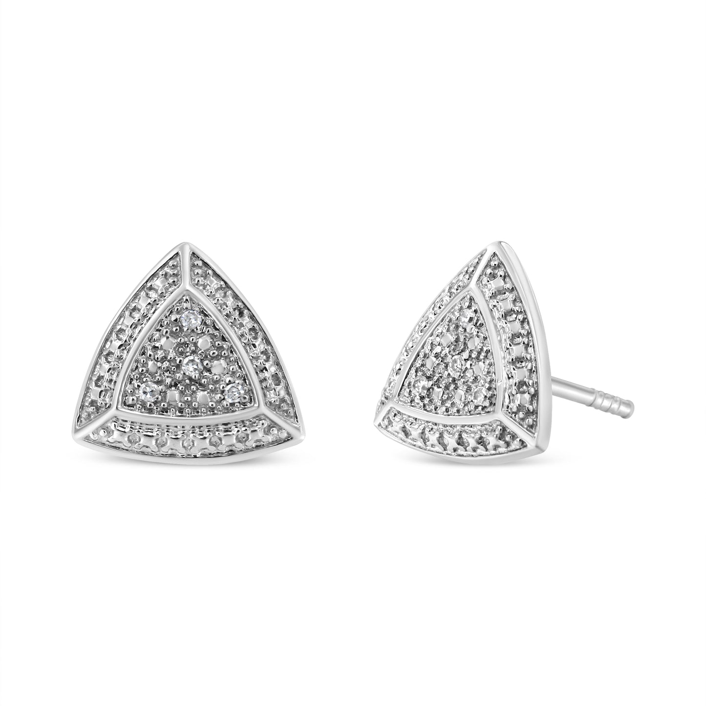 Boucles d'oreilles en argent sterling .925 avec diamants en forme de trillion