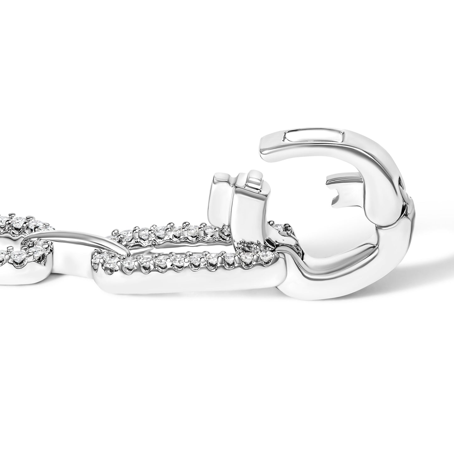 Bracelet en or blanc 14K avec maillons en forme de clip en papier et diamants