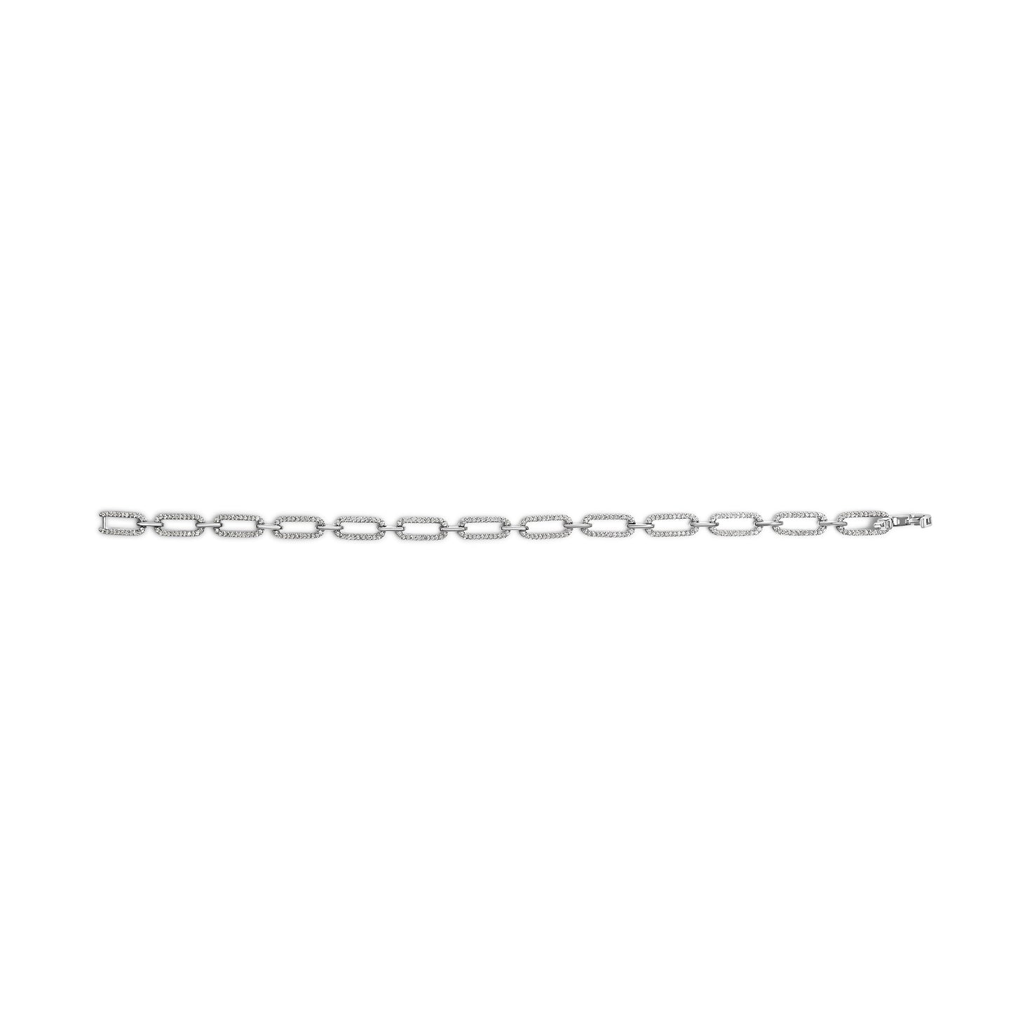 Bracelet en or blanc 14K avec maillons en forme de clip en papier et diamants