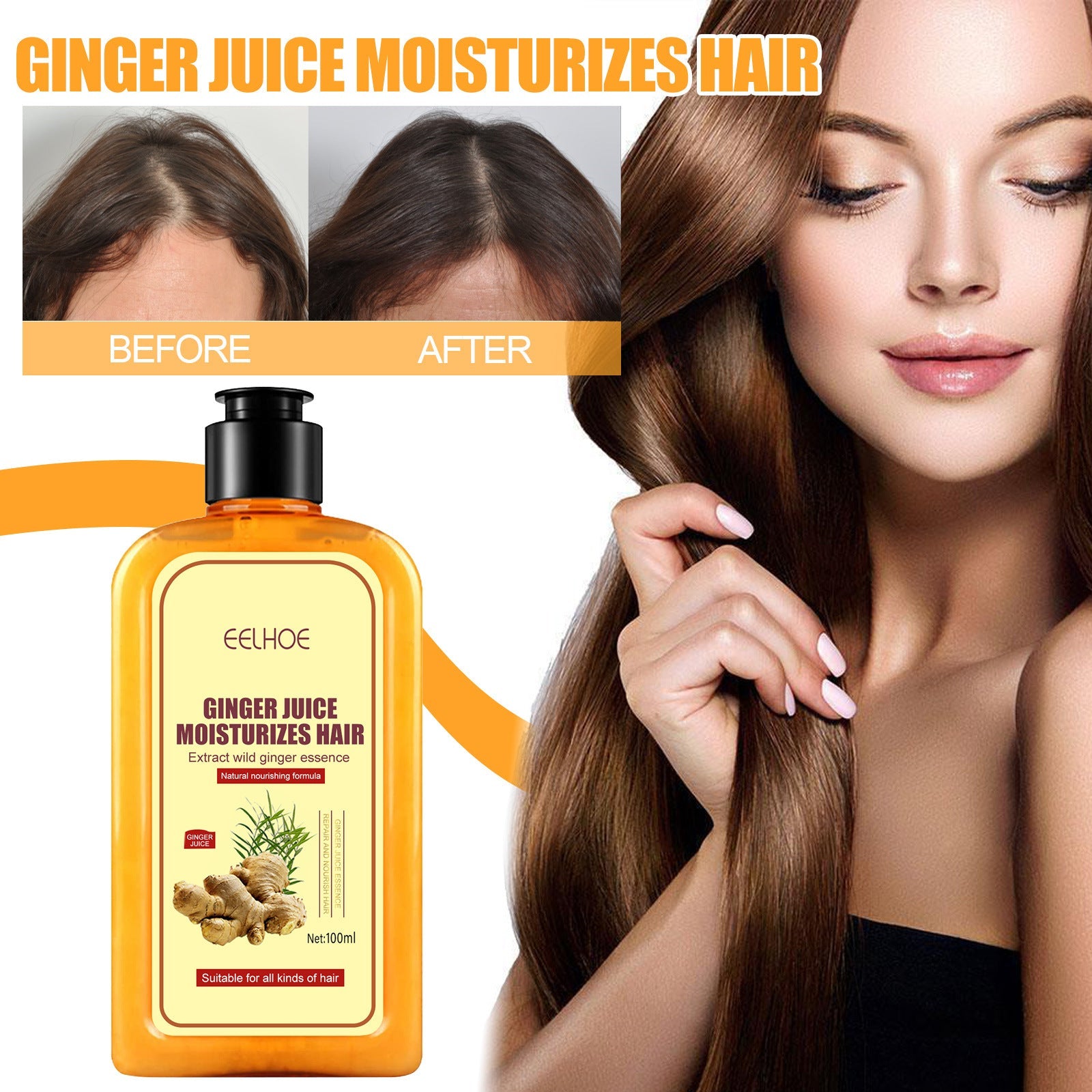 Ginger Juice Moisturizes Hair, Moisturizing And Repairing Hair Follicle Hair Strong Anti-Shampoos - Korvel