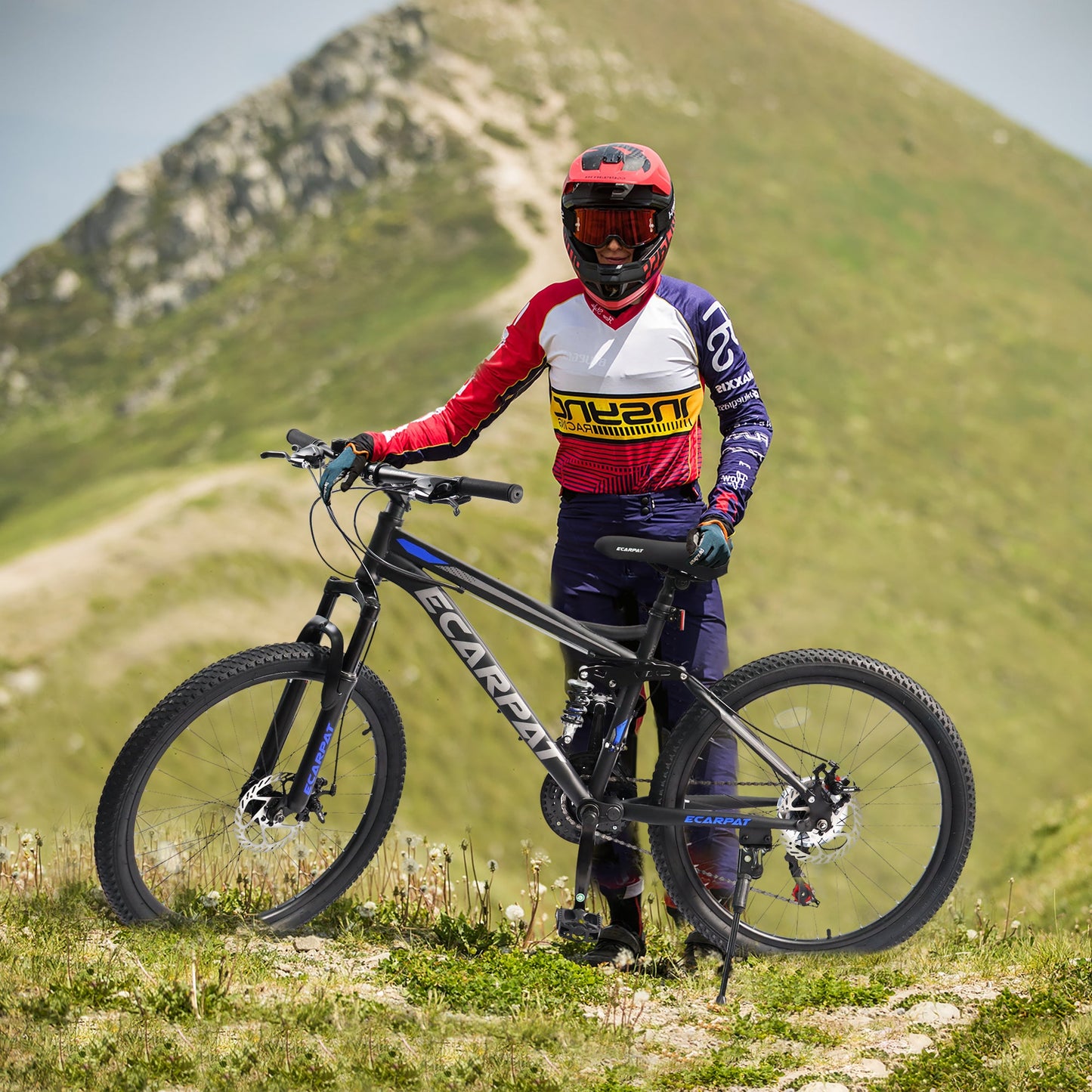 A2660 Ecarpat Mountain Bike 26 inch Wheel Carbon Steel Frame Disc Brake Thumb Shift Front Fork Rear Shock Absorber Bicycle - Korvel