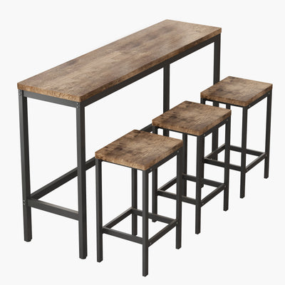 Modern Design Kitchen Dining Table Pub Table Long Dining Table Set with 3 Stools Easy Assembly Natural - Korvel