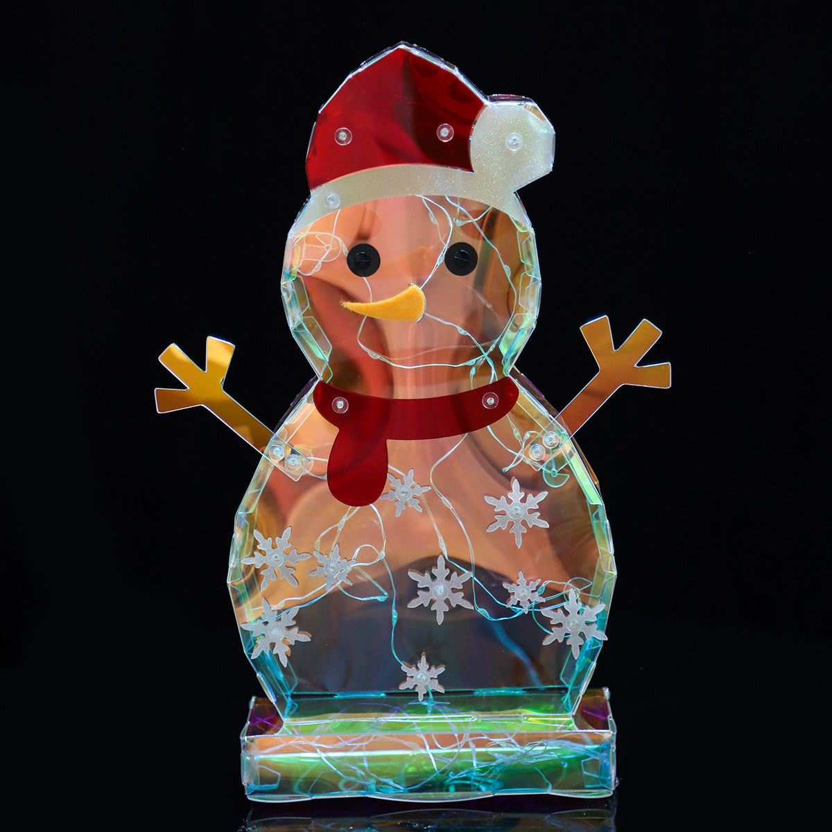 Christmas Colorful Glowing Snowman Ornament Flat Snowman Desktop Plug in Night Light - Korvel