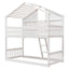 Twin over Twin House Bunk Bed with Roof , Window, Window Box, Door , with Safety Guardrails and Ladder,White - Korvel