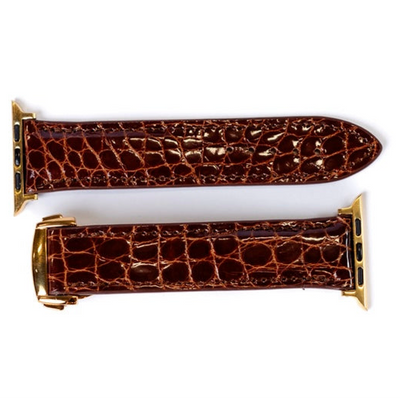 British Tan Glazed Alligator Apple Watch Band