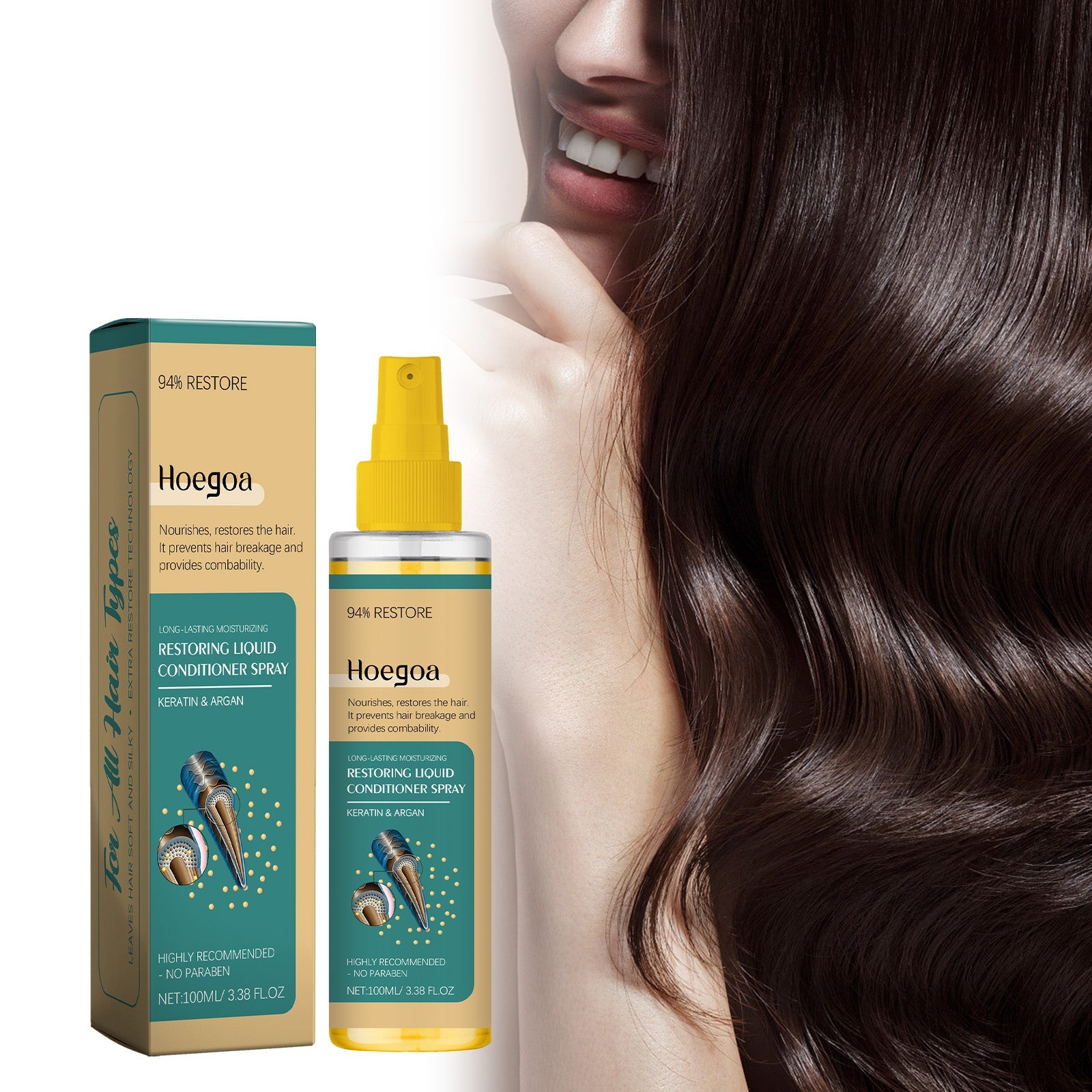 Argan Leave-In Hair Treatment Spray Moisturizes Split Hairs And Moisturizes Glossy Hair - Korvel