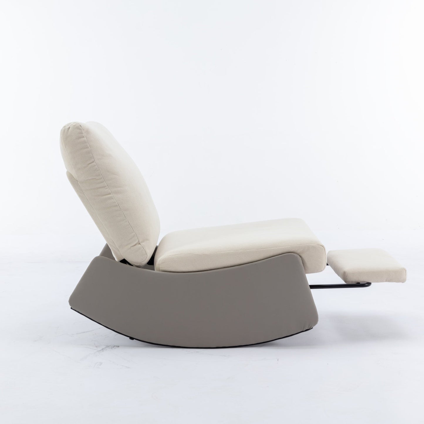 Modern rocking chair recliner, comfortable cushioned recliner with footstool, gray - Korvel