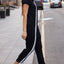 Striped Short Sleeve Hooded Jumpsuit - Korvel