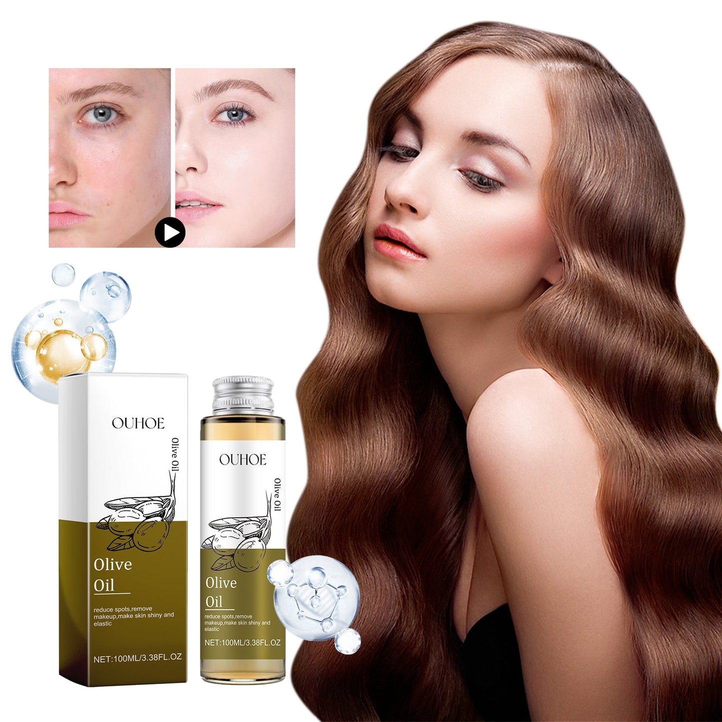 Olive Oil, Multi-Effect Massage Oil For Skin Whitening And Smoothing Hair - Korvel