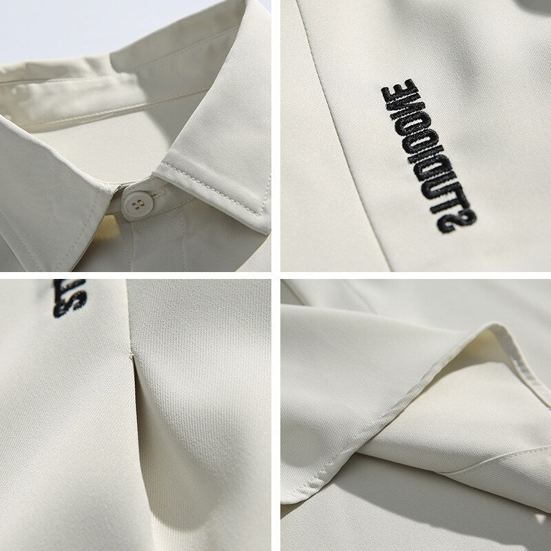 Letter embroidery loose casual short sleeved shirt for men - Korvel