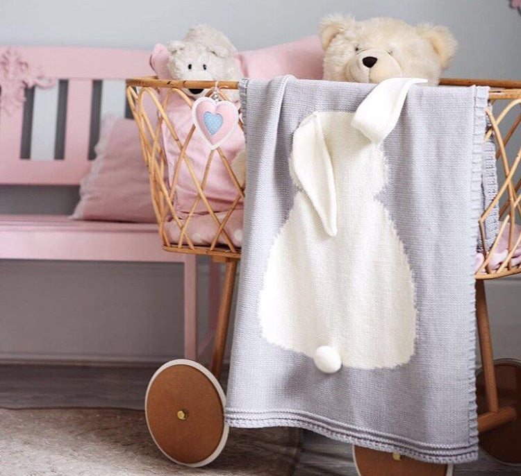 New Rabbit Ears Blanket Three Dimensional Rabbit Blanket Children's Knitted Blanket Baby Blanket - Korvel