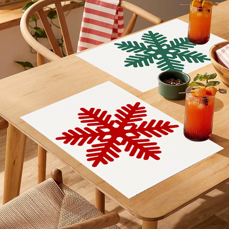 Christmas snowflake print placemat Christmas party decoration table mat living room dining table insulation mat - Korvel