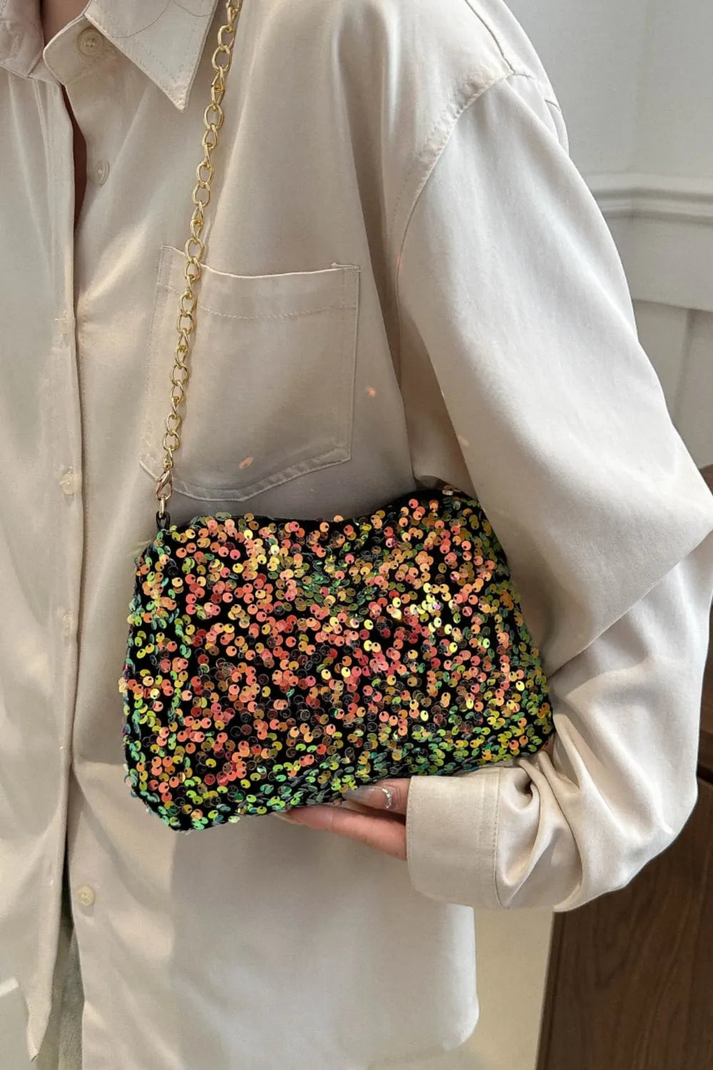 Sequin Removable Strap Shoulder Bag - Korvel