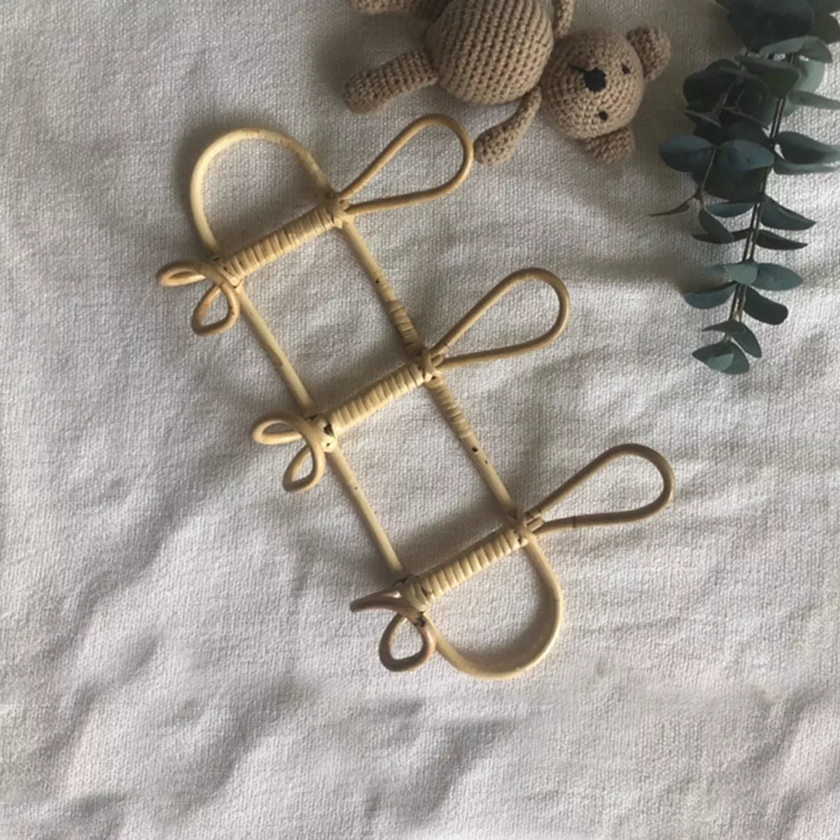 Kids Room Decor Hanger Rattan Wall Hooks Kids Garments Organizer Rack Clothes Hat Hanging Hook Rattan Hanger - Korvel