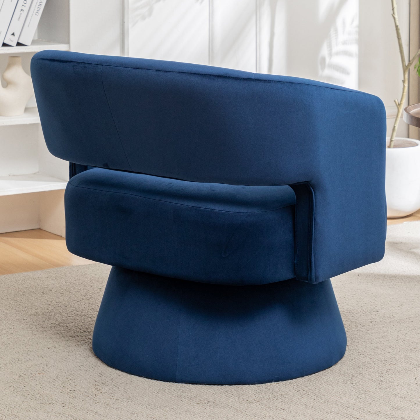 Swivel Barrel Chair, Velvet Accent Armchair 360 Degree Swivel Club Chair for Living Room Bedroom Reception Room - Korvel