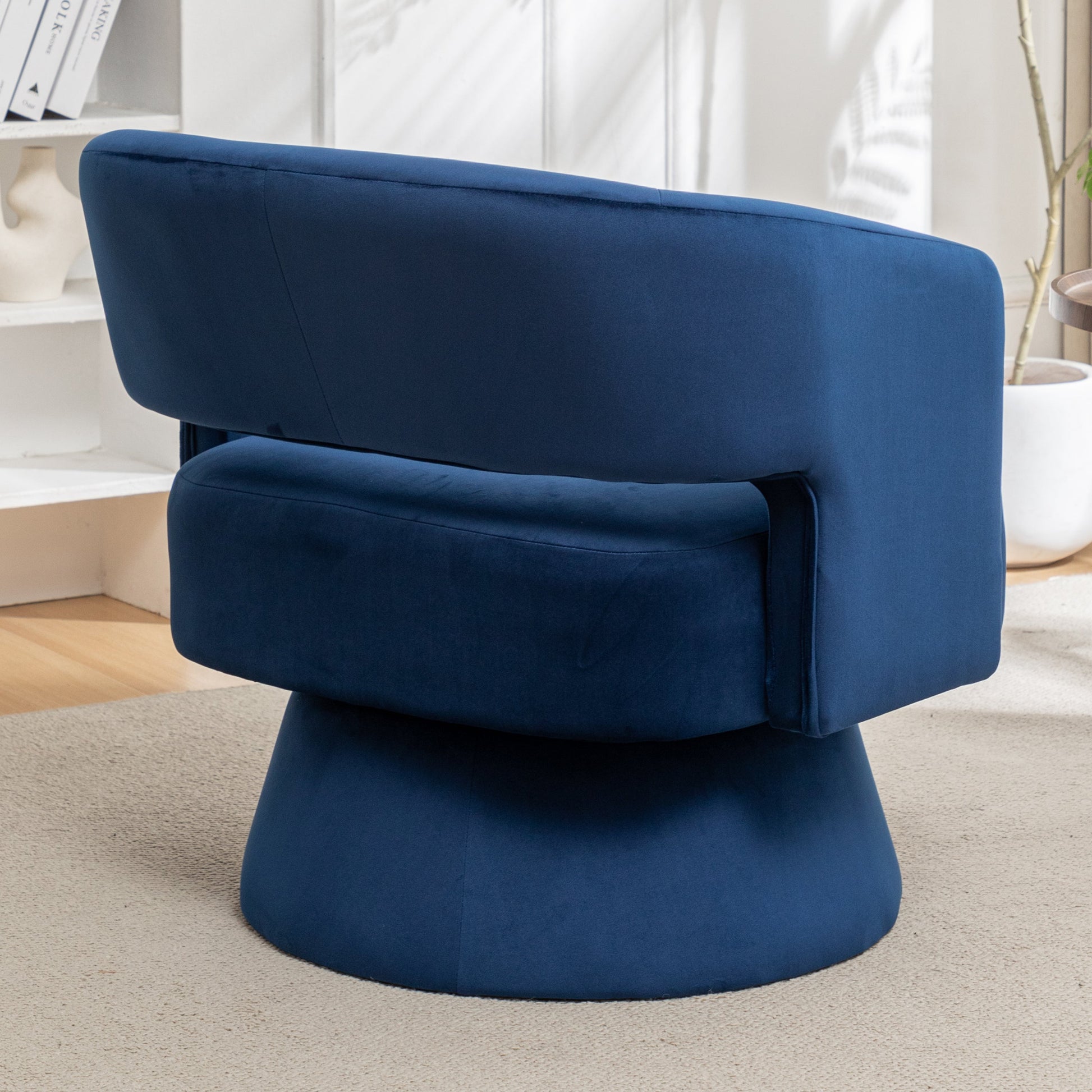 Swivel Barrel Chair, Velvet Accent Armchair 360 Degree Swivel Club Chair for Living Room Bedroom Reception Room - Korvel