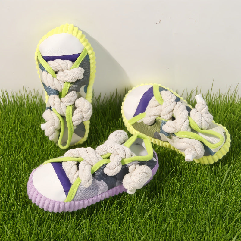 Durable Dog Toy Slippers for Self-Entertainment and Teeth Cleaning with Cotton Rope for Pet Dogs - Korvel