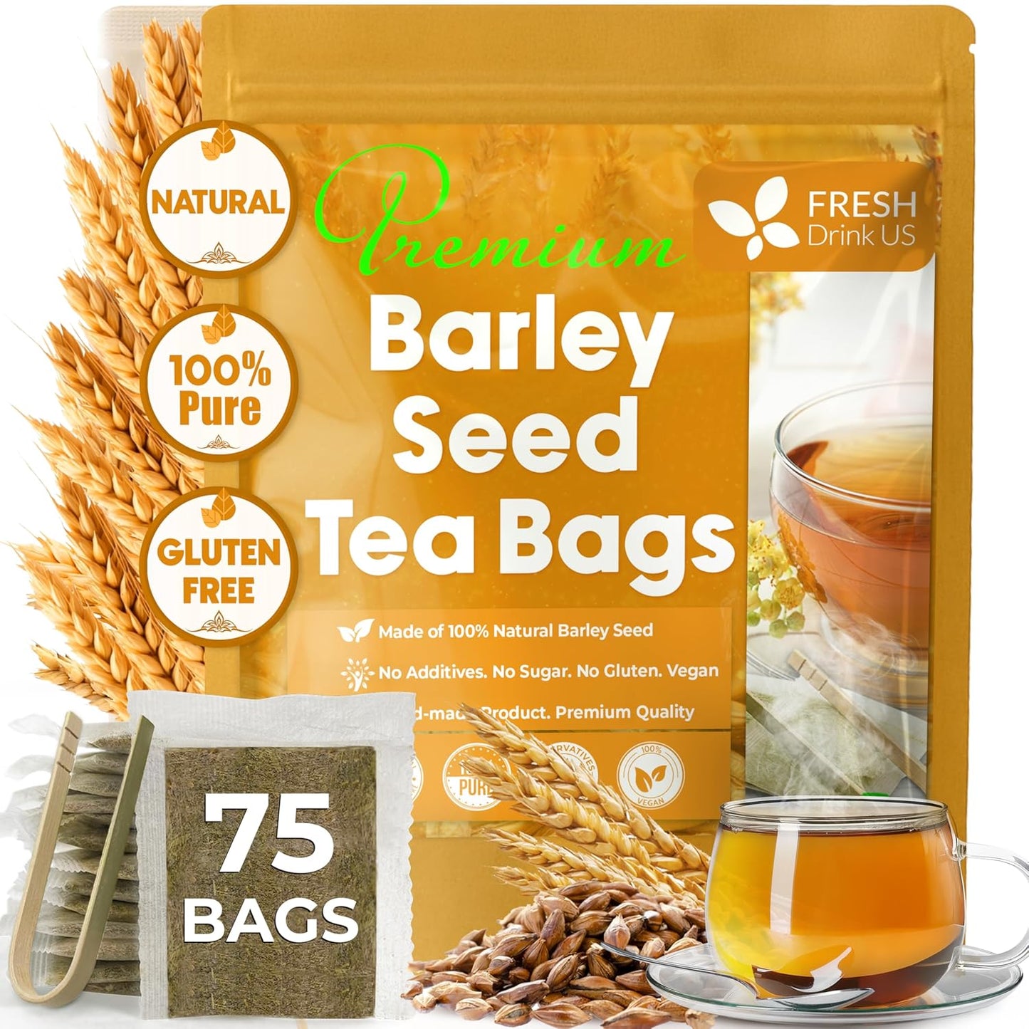 Premium Natural Barley Tea Bags - 100% Pure & Caffeine-Free