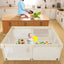 Parque Infantil Grande con Malla Transpirable y Puertas con Cremallera - Beige